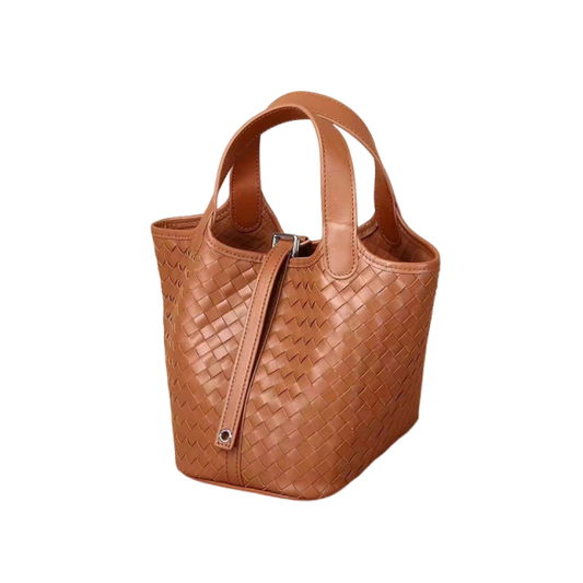 Retro Crossbody Women's Bag Head Layer Cowhide Woven Vegetable Basket Simple Handbag Texture Shoulder Bag Slanting Bucket Bag