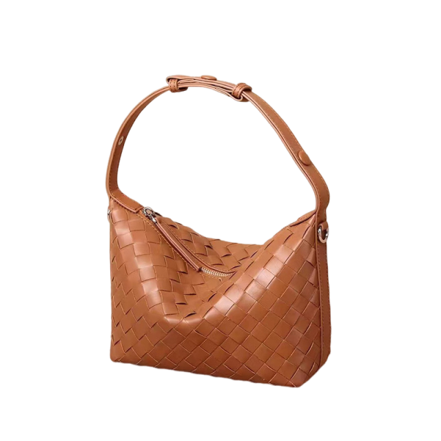 Genuine Leather Shoulder Bag Female Cowhide Woven Bag Texture Niche Crossbody Bag Commuter Hundred Woven Handbag Armpit Bag