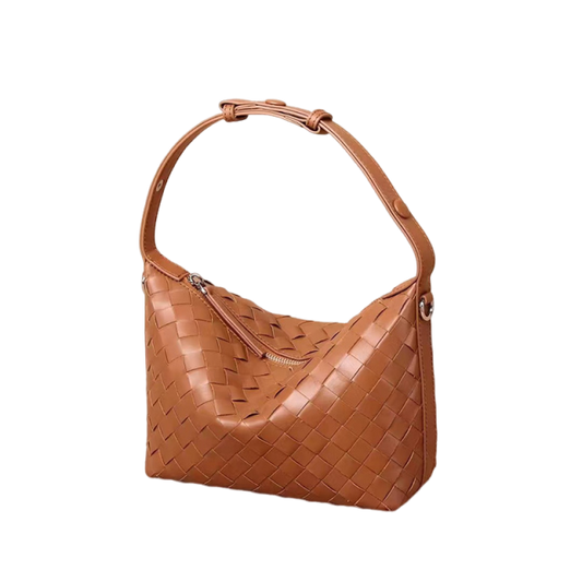 Genuine Leather Shoulder Bag Female Cowhide Woven Bag Texture Niche Crossbody Bag Commuter Hundred Woven Handbag Armpit Bag